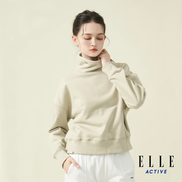 ELLE ACTIVE 女款 小高領短版長袖上衣-卡其色(EA24A2W1402#82)