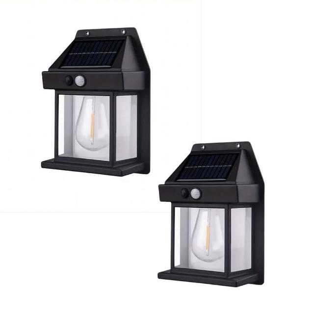復古太陽能感應戶外壁燈 買一送一(壁燈 太陽能供電 自動感應)