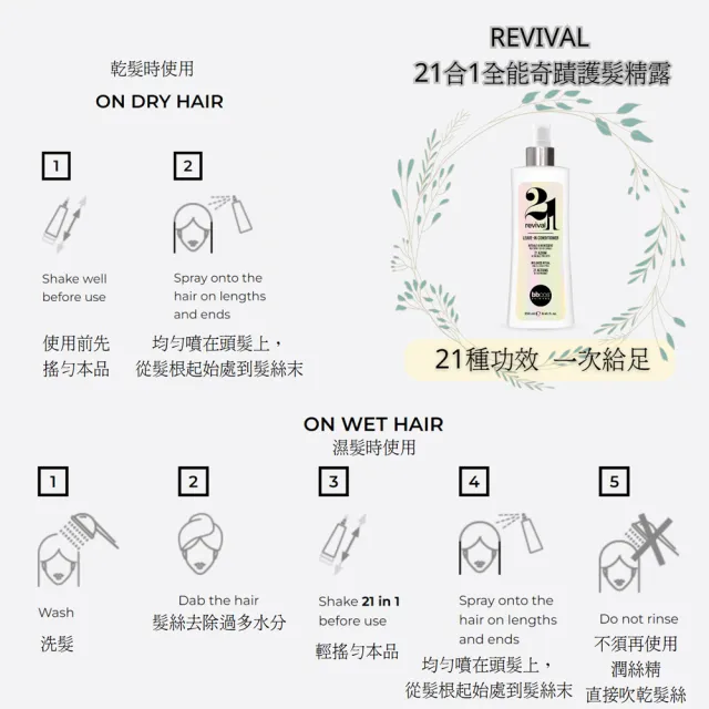 【bbcos 必可市】21合1全能奇蹟護髮精露(250ml;修復;彈性;豐盈;蓬鬆;明亮;護髮;柔嫩;營養;毛燥;防靜電)