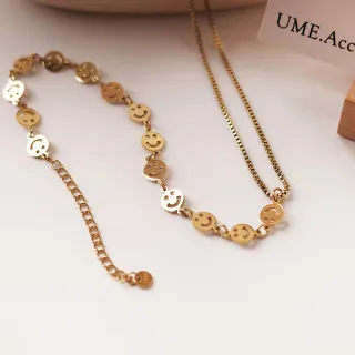 【UME.Acce】笑臉好心情鈦鋼項鍊(鈦鋼項鍊 項鍊 鈦鋼 笑臉 笑臉項鍊 微笑 微笑項鍊 AB鏈)