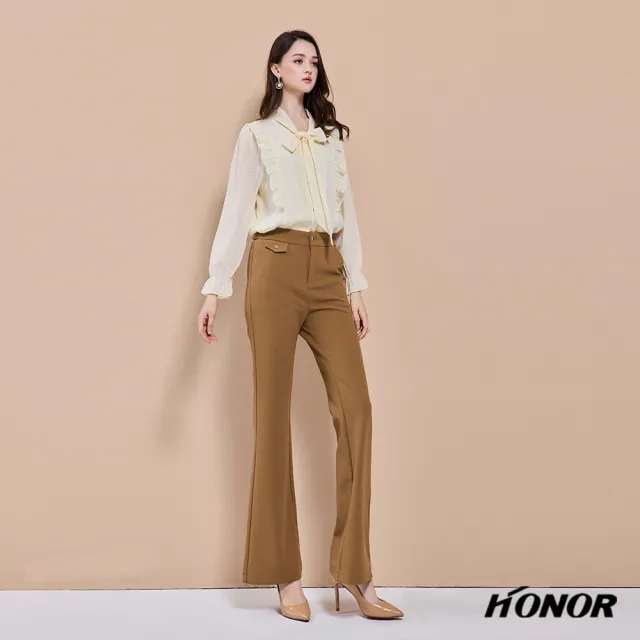【HONOR 山形屋】出清品 抓皺領結泡泡袖上衣-米白(限定出清)