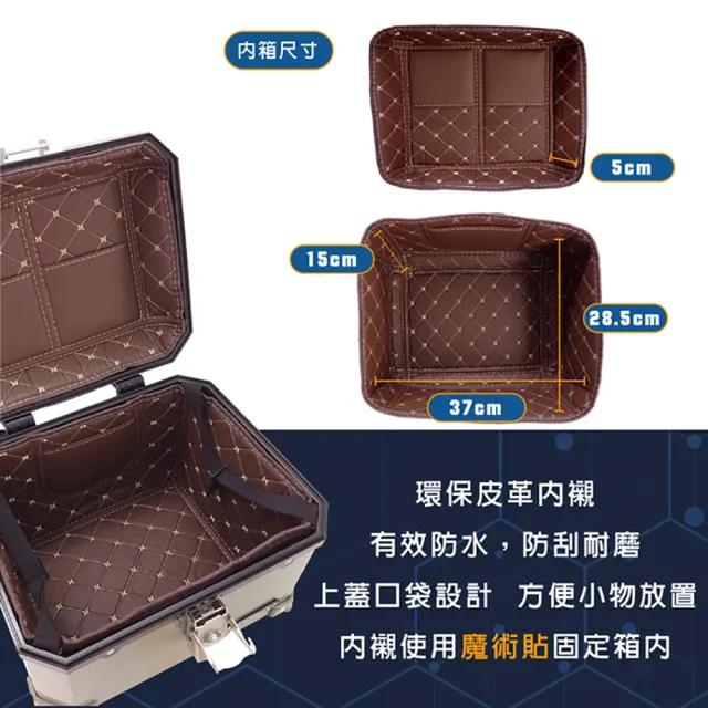 【Astutain】阿斯圖坦 23L 塑合金烤漆車尾箱 機車後箱 機車後備箱 機車置物箱 機車行李箱(黃灰)