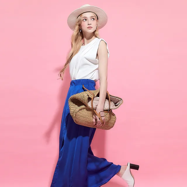 【ICHE 衣哲】法式皇室藍紡紗開衩層次拼接長裙