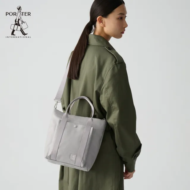 【PORTER INTERNATIONAL】舒心格調PUFF手提包-M(晨霧灰)