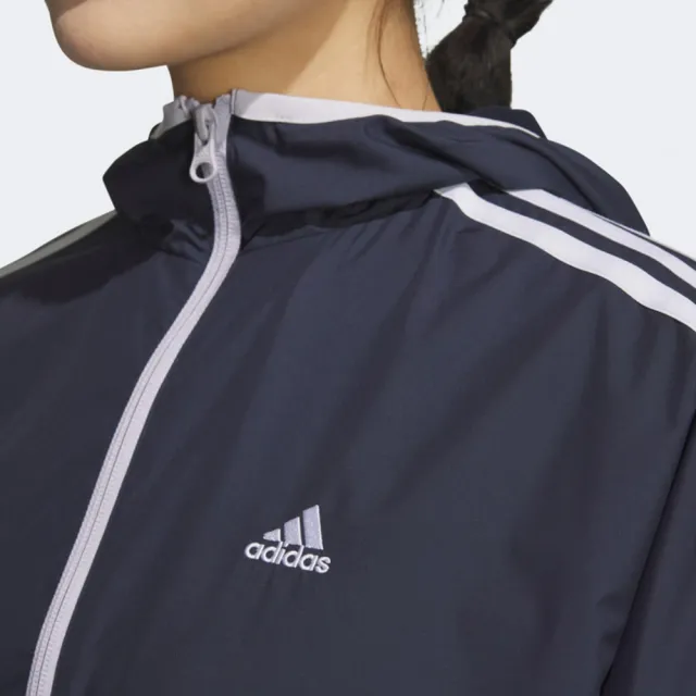 【adidas 愛迪達】外套 女款 運動外套 風衣外套 防曬 TEAM WD JKT 藍 JG3387