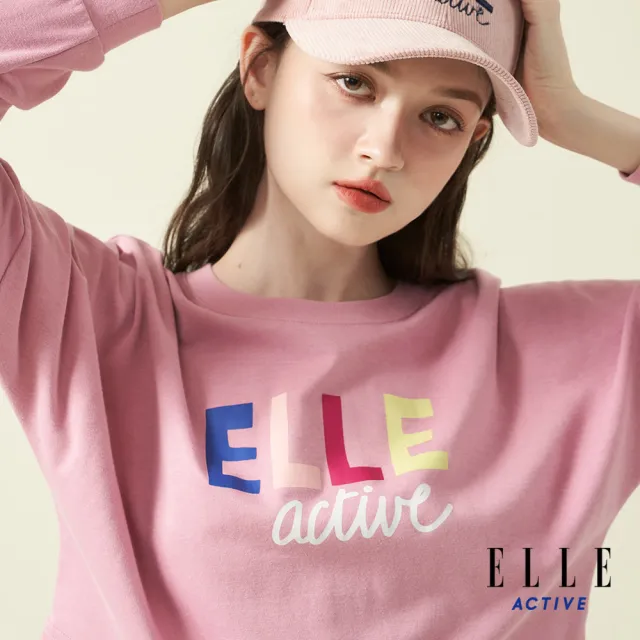 【ELLE ACTIVE】女款 短版圓領長袖上衣-粉色(EA24A2W1702#72)