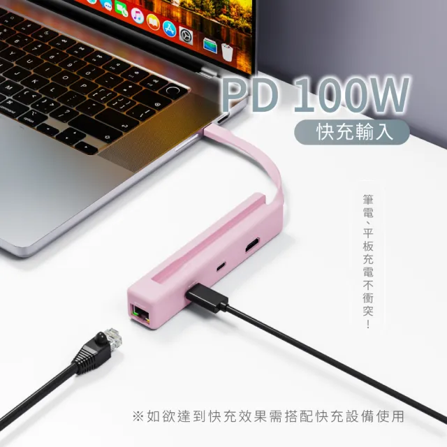 【KINYO】6 IN 1六合一多功能擴充座(TypeC/USB3.2/HDTV/PD快充 KCR-518)