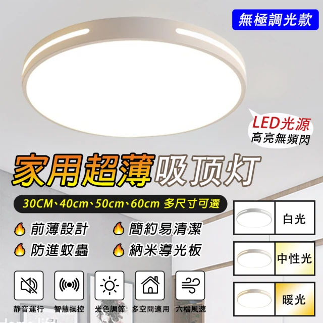 LADUTA 拉布塔 LED吸頂燈 三色調光50CM 吸頂燈 臥室燈 客廳燈(無頻閃 護眼房間電燈 客廳燈飾 燈具)