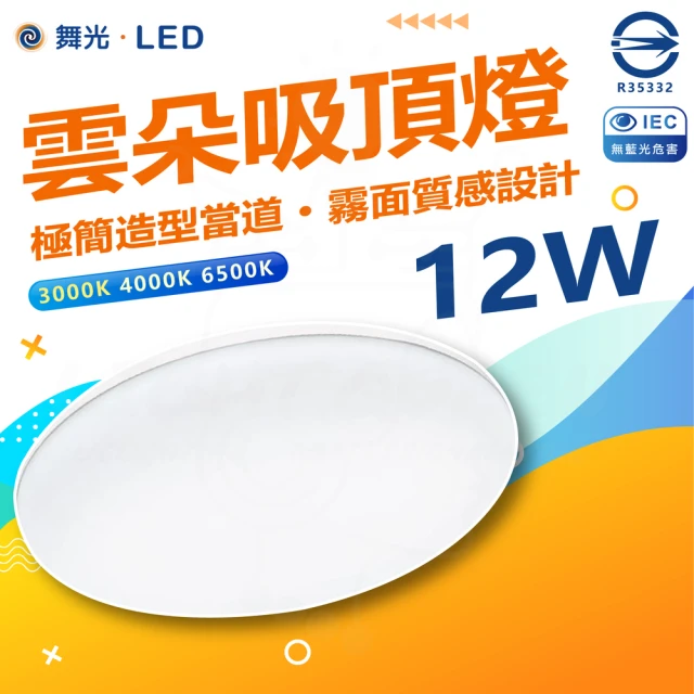 DanceLight 舞光 單入組 LED 12W 高光效 LED 雲朵薄型吸頂燈(防塵防蟲卡扣安裝 超薄設計 高4.2CM)