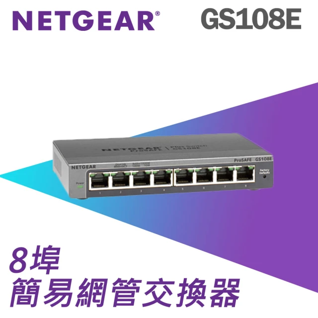 NETGEAR 2入組★ 8埠 Gigabit 簡易網管 金屬殼 網路交換器(GS108E)