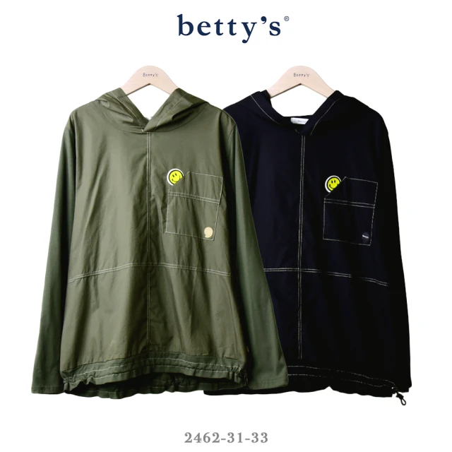 betty’s 貝蒂思 笑臉印花抽繩拼接連帽上衣(共二色)