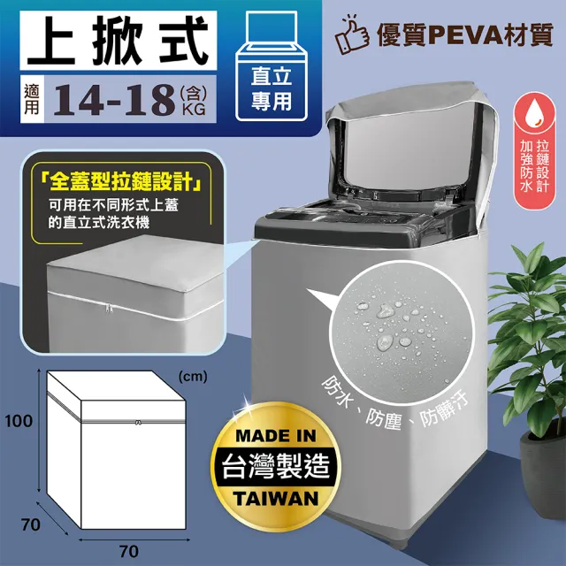 【MINONO 米諾諾】全蓋型加大上掀全罩洗衣機套(掀蓋式 直立式 防曬 防塵套 防塵罩)