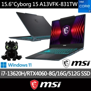 獨規!野獸國馴龍高手存錢筒組★ MSI 15.6吋i7 RTX4060電競筆電(Cyborg15/i7-13/16G/512GSSD/W11/831TW)