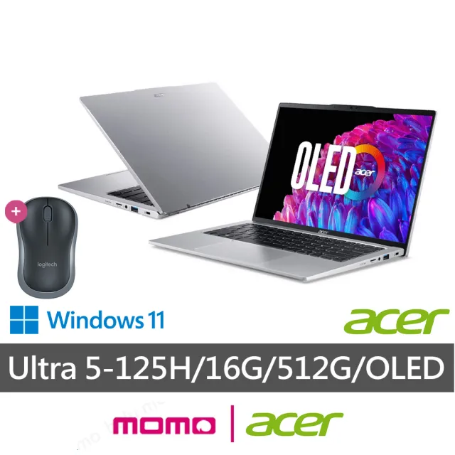 【Acer 宏碁】送無線滑鼠★14吋Ultra5 AI筆電(Swift Go/EVO/SFG14-73-50MV/Ultra 5-125H/16G/512G/W11/OLED