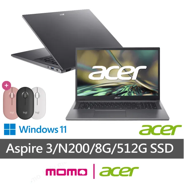 【Acer 宏碁】送無線滑鼠★17.3吋N200文書筆電(Aspire 3/A317-55P-P6RJ/N200/8G/512G SSD/W11)