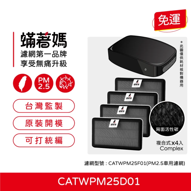 蟎著媽 濾網4入優惠組(適用 Honeywell 車用 空氣清淨機 CATWPM25D01 CATWPM25F01)