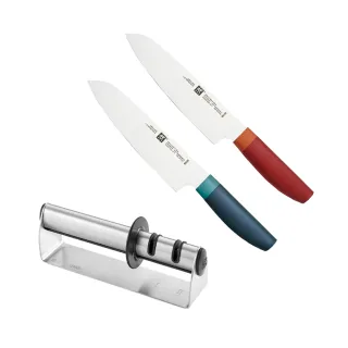 【ZWILLING 德國雙人】Now S日式主廚三德刀18cm+磨刀器(德國雙人牌集團官方直營)