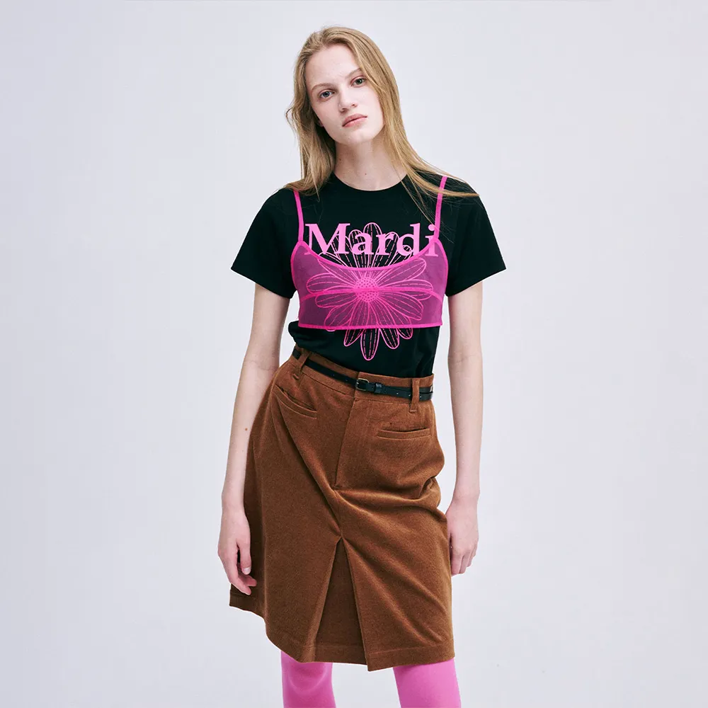 ★MARDI MERCREDI★CORDUROY MIDI SKIRT MARDI MERCREDI】經典休閒裙子駝色口袋貼身CORDUROY MIDI SKIRT