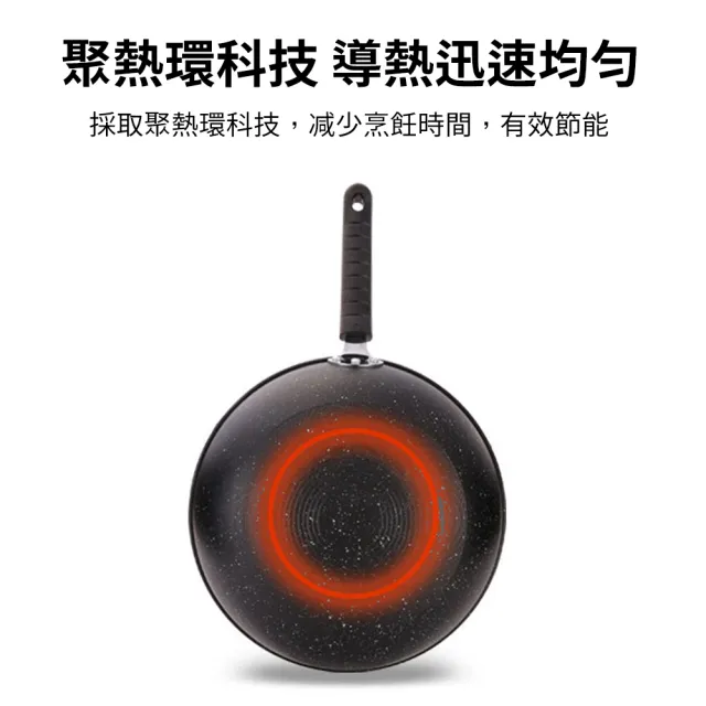 麥飯石不粘鍋三件套 無塗層炒鍋(炒鍋 湯鍋 煎鍋 燉鍋 電磁爐專用鍋)