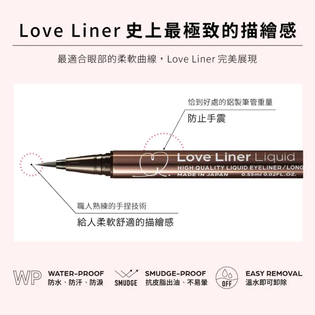 【日本Love Liner】隨心所慾超防水極細眼線液筆0.55mL(6色任選)