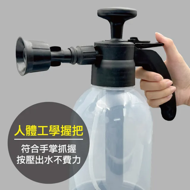 【MINONO 米諾諾】4孔耐酸鹼強力氣壓噴壺2L(大容量 耐酸鹼 清潔消毒藥劑噴灑 氣壓式 加壓 噴水壺 噴霧水壺)