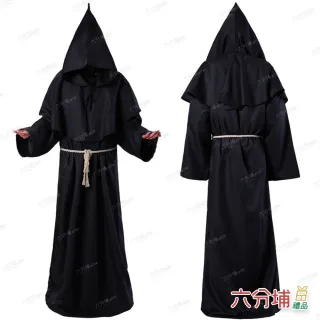 【六分埔禮品】萬聖節裝扮-大人修士袍(萬聖節裝扮服裝表演角色扮演黑色系長袍僧侶道士袍巫師袍牧師)