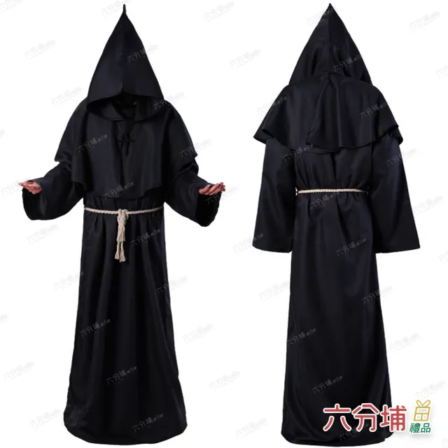 【六分埔禮品】萬聖節裝扮-大人修士袍(萬聖節裝扮服裝表演角色扮演黑色系長袍僧侶道士袍巫師袍牧師)