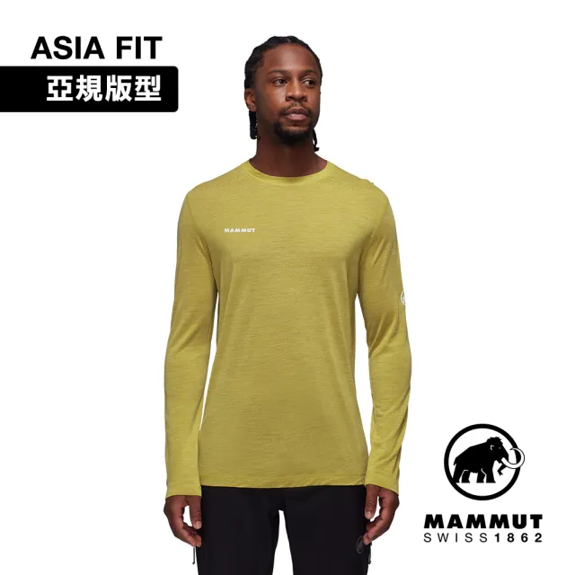 【Mammut 長毛象官方直營】Tree Wool FL Longsleeve AF 羊毛混紡快乾抗臭長袖T恤 光暈黃 男款 #1016-01720