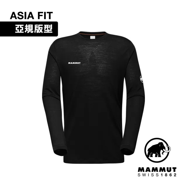 【Mammut 長毛象官方直營】Tree Wool FL Longsleeve AF 羊毛混紡快乾抗臭長袖T恤 黑色 男款 #1016-01720