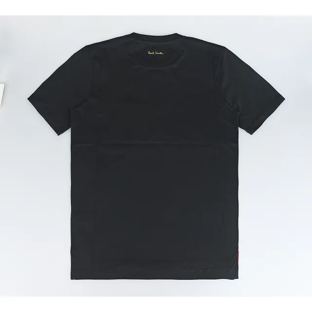 【Paul Smith】PAUL SMITH簡約草寫層次LOGO刺繡設計有機棉圓領短袖T恤(男款/黑)