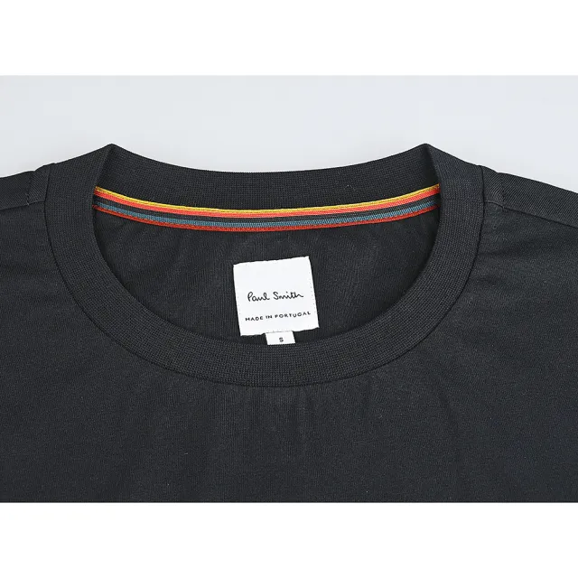 【Paul Smith】PAUL SMITH簡約草寫層次LOGO刺繡設計有機棉圓領短袖T恤(男款/黑)