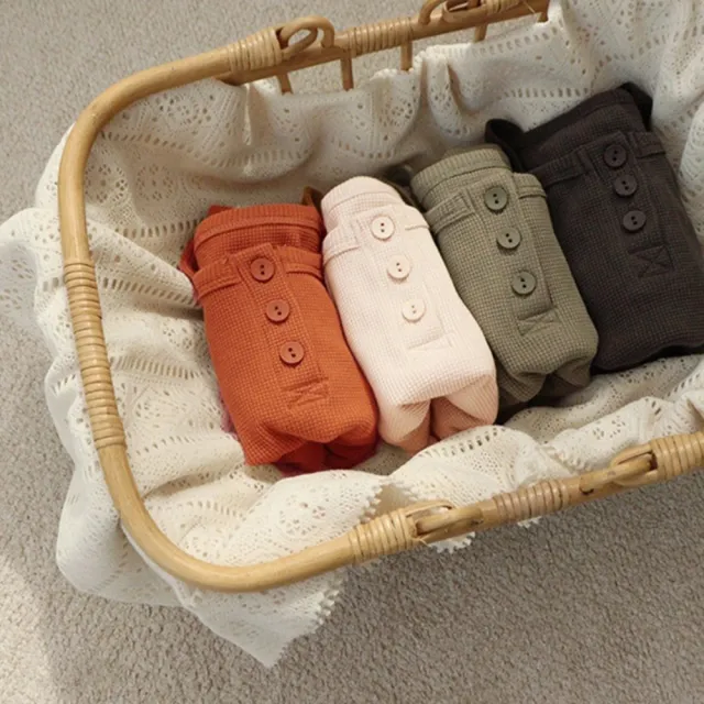 【橘魔法】純色華夫格居家服套裝(背心 內搭衣 短褲 褲子 中性款 中童 男童 女童 兒童 童裝)