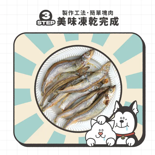 【NU4PET 陪心寵糧】犬貓 滿嘴塊肉凍乾－柳葉魚小兵30g(寵物凍乾 寵物零食 原肉凍乾)