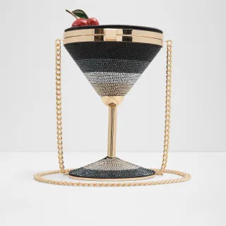 【ALDO】MIDNIGHTKISS_SE-櫻桃杯造型水鑽設計斜背包-女包(黑色組合)