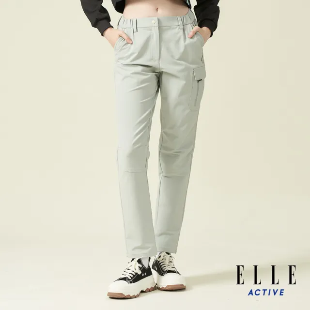 【ELLE ACTIVE】女款 四面彈多口袋平口休閒長褲-淺灰色(EA24A2W3403-93)