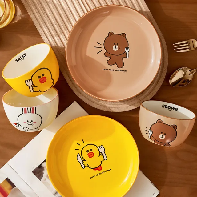 【LINE FRIENDS】熊大 兔兔 莎莉 熊美 陶瓷飯碗4件組(可微波)