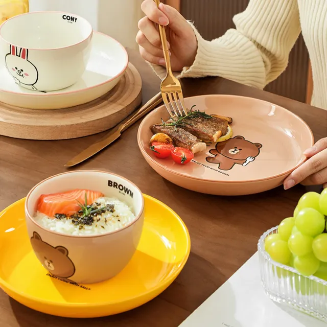 【LINE FRIENDS】熊大 兔兔 莎莉 熊美 陶瓷飯碗4件組(可微波)