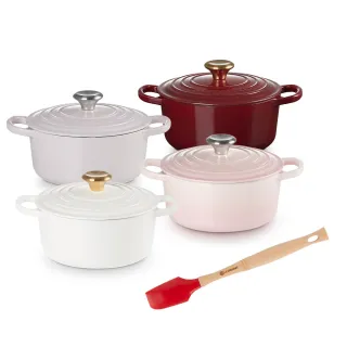 【Le Creuset】典藏琺瑯鑄鐵鍋圓鍋18cm 4色可選(贈 V小鏟 -櫻桃紅)