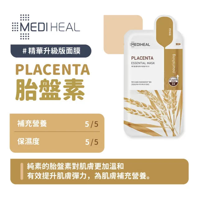 【MEDIHEAL 美迪惠爾】高效保濕系列面膜升級款 10入(保濕補水 積雪草 茶樹 亮白 膠原蛋白 VITA_平行輸入)