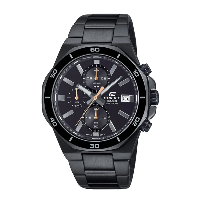 CASIO 卡西歐 EDIFICE計時碼錶系列 八角錶圈款/44mm/全黑(EFV-640DC-1A)