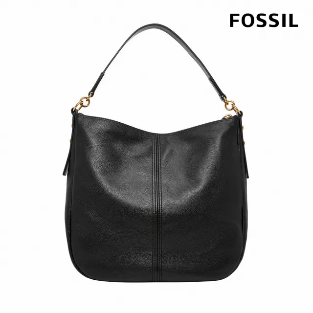 【FOSSIL】Jolie 真皮新月斜背包 大款-黑色 ZB1434001