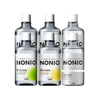 【LION 獅王】NONIO終結口氣漱口水6入組 三款口味任選(浸潤薄荷/晶燦亮白/澄橘薄荷)