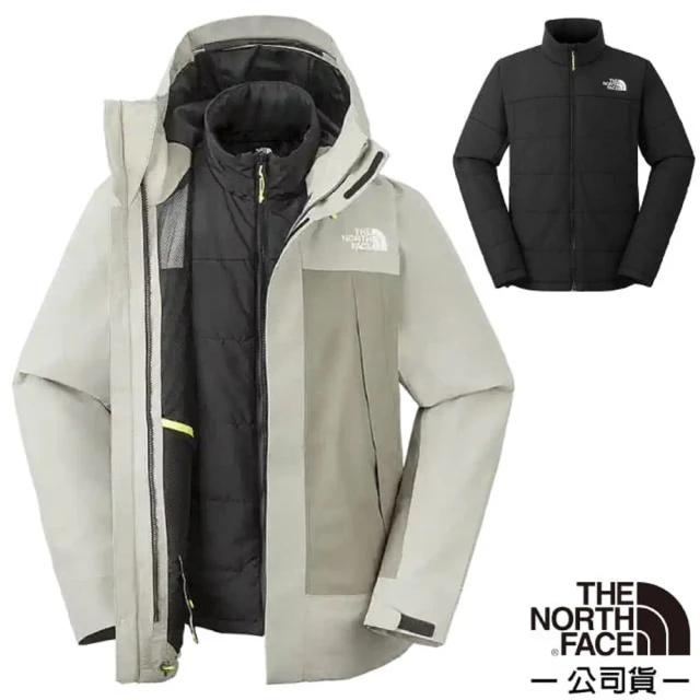 The North Face 男 CLEMENT TRICLIMATE 防風防水透氣二件式連帽外套.風雨衣(82VO-5IF 陶土灰)