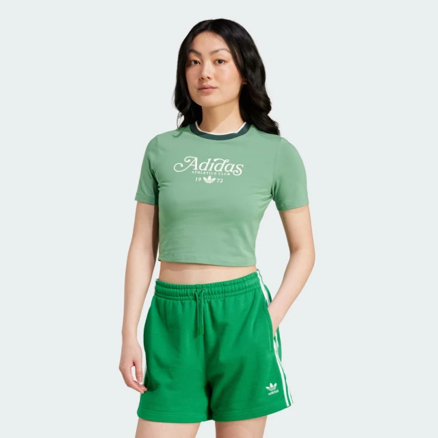 adidas 愛迪達 上衣 女款 短袖上衣 運動 BABY TEE GRX 綠 IY5238