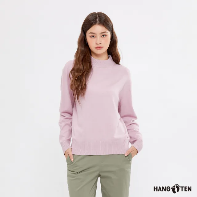 【Hang Ten】女裝-喀什米爾Cashmere混紡半高領寬鬆毛衣(多色選)