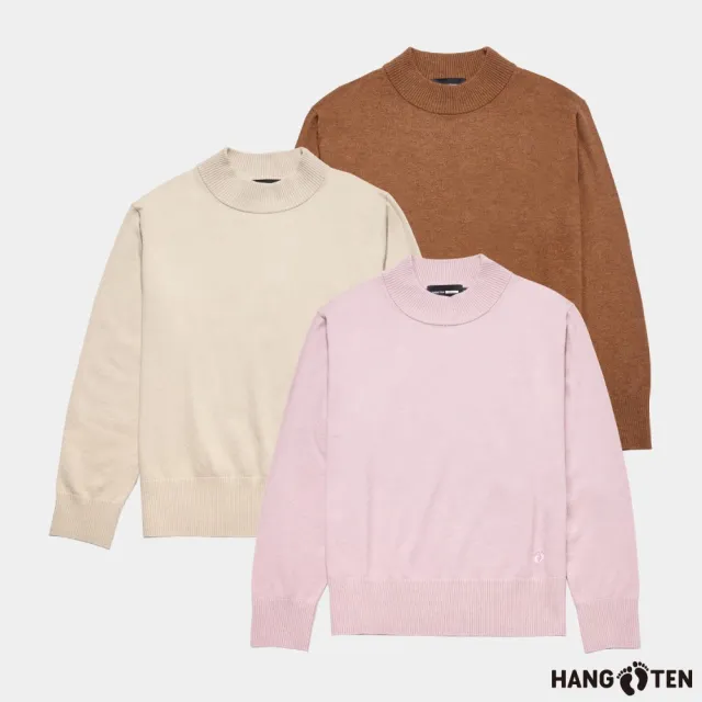 【Hang Ten】女裝-喀什米爾Cashmere混紡半高領寬鬆毛衣(多色選)