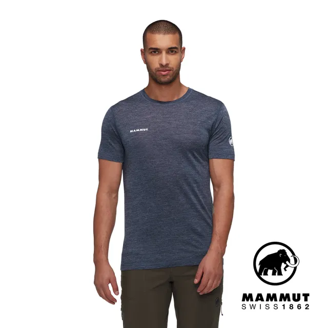 【Mammut 長毛象官方直營】Tree Wool FL T-Shirt Men 羊毛混紡快乾抗臭短袖T恤 海洋藍 男款 #1017-06660