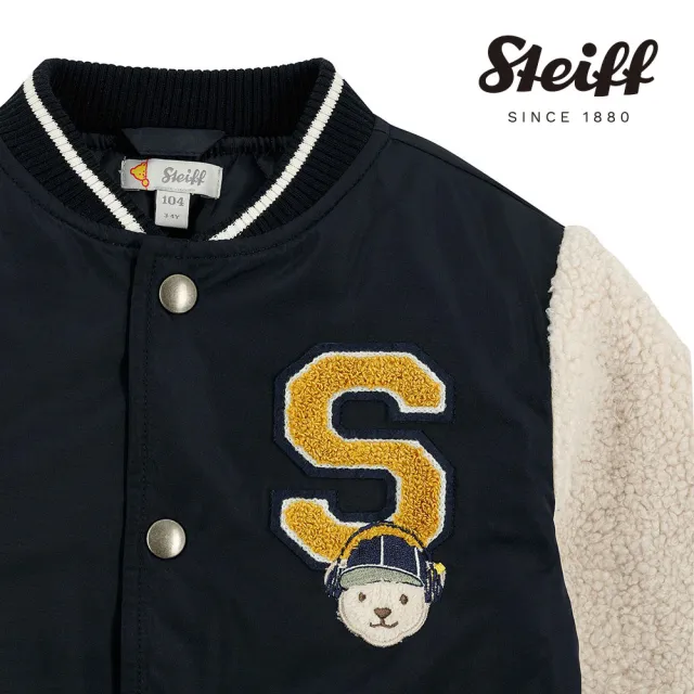 【STEIFF】熊頭童裝 絨毛棒球外套(外套)
