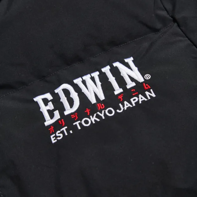 【EDWIN】男裝 寬壓格防寒外套(黑色)