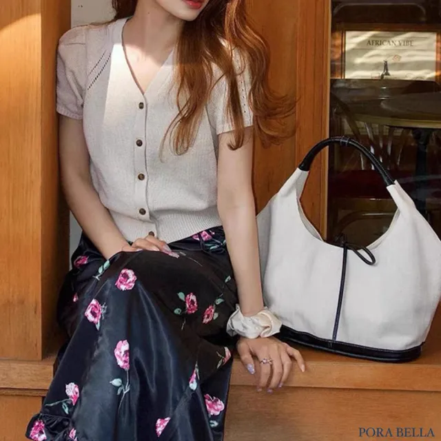 【Porabella】簡約休閒 復古拼接帆布托特包 ins風 送女友 情人節禮物首選 Backpack Bags